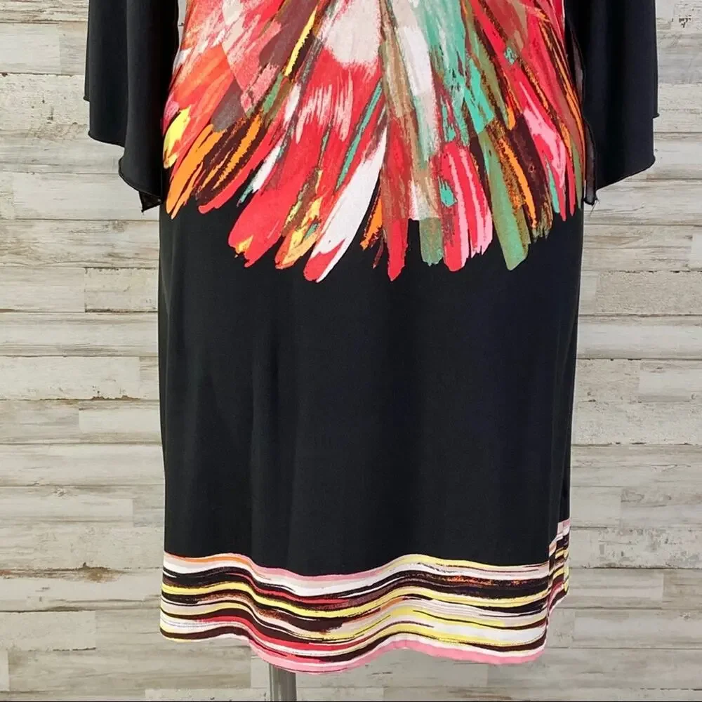 Fenn Wright Manson Floral Dress Womens Size 12 Black Coral Vibrant Shift - Picture 4 of 13